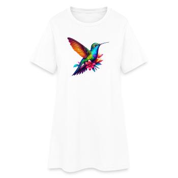 Kolibri - Frauen T-Shirt-Kleid - Weiß - Vorne