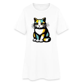 Chat - Robe T-shirt Femme - blanc - Devant