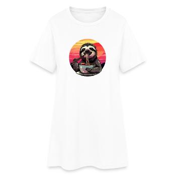 Funny Sloth Ramen Noodles Sloths Japan Retro - Women’s T-Shirt Dress - white - Front