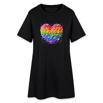 Coeur de papillon - Robe T-shirt Femme - noir - Devant