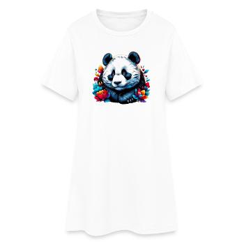 Panda - Frauen T-Shirt-Kleid - Weiß - Vorne