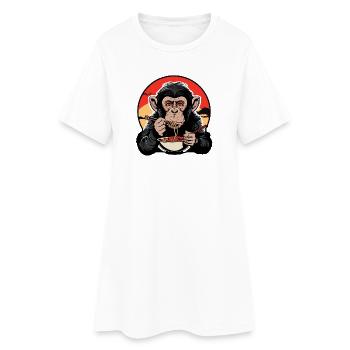 Drôle de singe nouilles ramen Japon singe chimpanzé - Robe T-shirt Femme - blanc - Devant