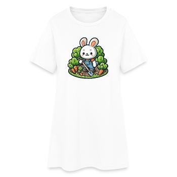 Trémie de récolte : le lapin de jardinage - Robe T-shirt Femme - blanc - Devant