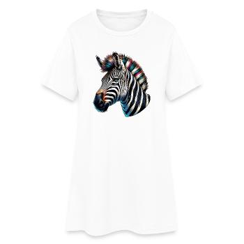 Zebra - Frauen T-Shirt-Kleid - Weiß - Vorne