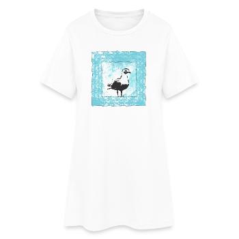 Timbre abstrait mouette dans le style aquarelle - Robe T-shirt Femme - blanc - Devant