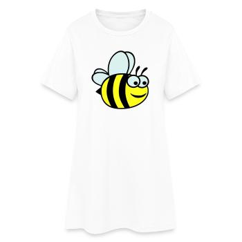 Dessin animé joyeux de l’abeille jaune - Robe T-shirt Femme - blanc - Devant