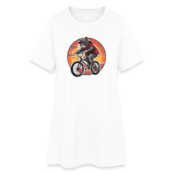 Chat Vélo Chats Cycliste Chat Animal Bike - Robe T-shirt Femme - blanc - Devant