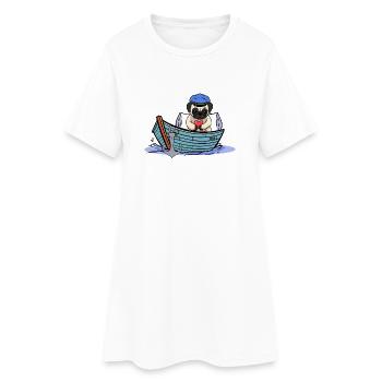 Bateau à chiens maritime capitaine Sailor Ahoy - Robe T-shirt Femme - blanc - Devant