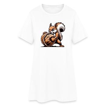 Mighty Nut Conqueror: The Energetic Squirrel - Women’s T-Shirt Dress - white - Front