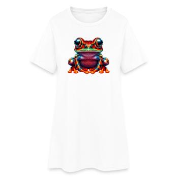 Frosch - Frauen T-Shirt-Kleid - Weiß - Vorne