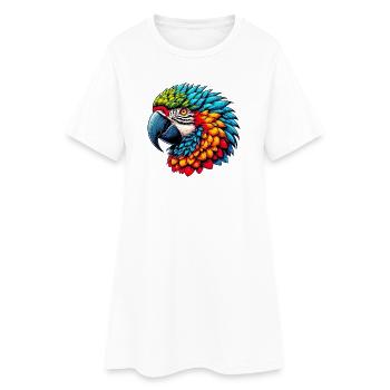 Papagei - Frauen T-Shirt-Kleid - Weiß - Vorne