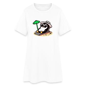 Sunbathing Penguin: Beach Day Chill - Women’s T-Shirt Dress - white - Front
