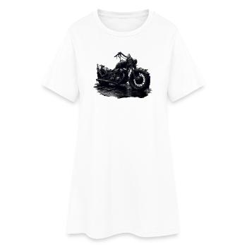 Rusty Apocalypse Motorcycle - Dark Fantasy Skull - Women’s T-Shirt Dress - white - Front