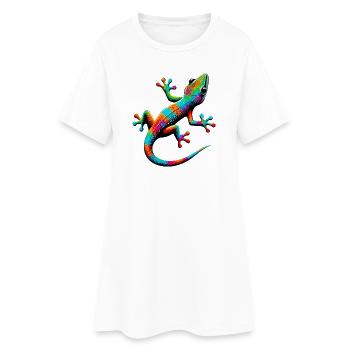 Gecko - Frauen T-Shirt-Kleid - Weiß - Vorne