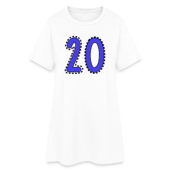 20. 20 JAHRE. 20-JÄHRIGES JUBILÄUM. 20-JÄHRIGES JUBILÄUM. - Frauen T-Shirt-Kleid - Weiß - Vorne