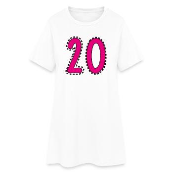 20. 20 ANS. 20e ANNIVERSAIRE. ANNIVERSAIRE 20 ANS. - Robe T-shirt Femme - blanc - Devant