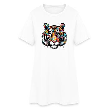 Tiger - Frauen T-Shirt-Kleid - Weiß - Vorne