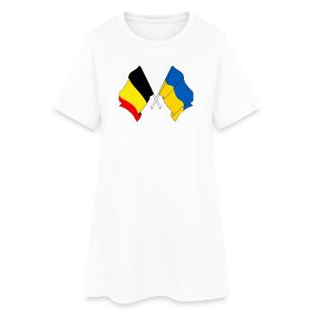 Drapeau de la Belgique, drapeau de l’Ukraine - Robe T-shirt Femme - blanc - Devant
