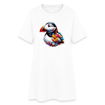 Macareux - Robe T-shirt Femme - blanc - Devant