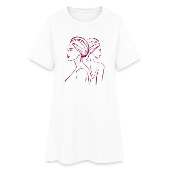 Minimaliste Rose Line Art Profil Femme Élégant - Robe T-shirt Femme - blanc - Devant