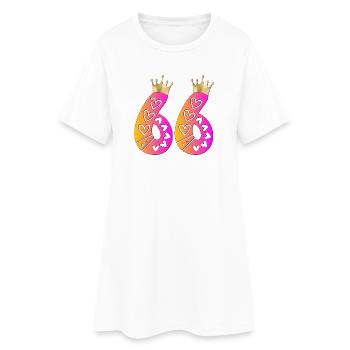 66. Geburtstag - Krone - Frauen T-Shirt-Kleid - Weiß - Vorne
