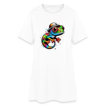 Gecko avec chapeau casquette sombrero - Robe T-shirt Femme - blanc - Devant