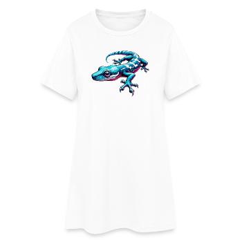 Gecko - Frauen T-Shirt-Kleid - Weiß - Vorne