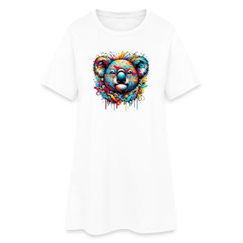 Koala - Frauen T-Shirt-Kleid - Weiß - Vorne