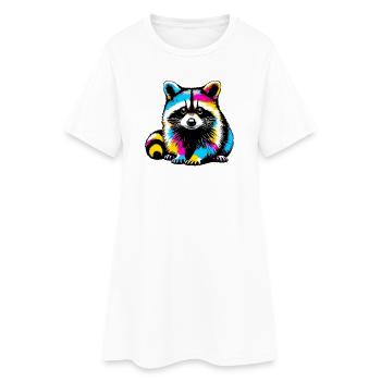 Waschbär - Frauen T-Shirt-Kleid - Weiß - Vorne