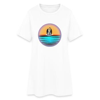 Penguins at Sunset Illustration - Women’s T-Shirt Dress - white - Front