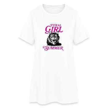 Feral Girl Summer Women Girls Cat Lover Summer - Women’s T-Shirt Dress - white - Front