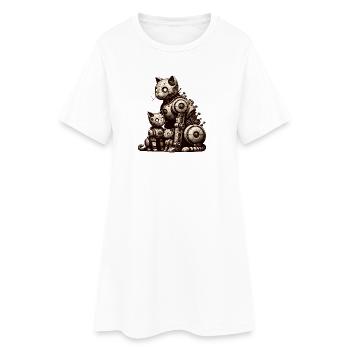 Charmante illustration vintage d’une famille de chats - Robe T-shirt Femme - blanc - Devant