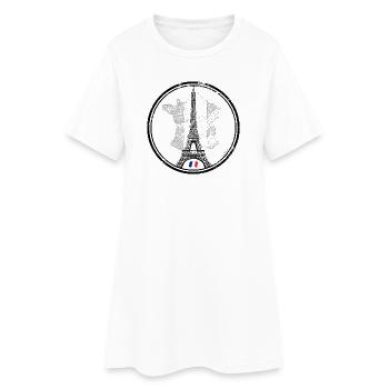 Grunge Eiffel Tower in French Flag - Women’s T-Shirt Dress - white - Front