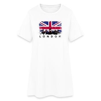 Union Jack Skyline Silhouette - Women’s T-Shirt Dress - white - Front