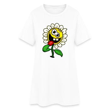 Drôle de fleur heureuse / fleur folle - Robe T-shirt Femme - blanc - Devant