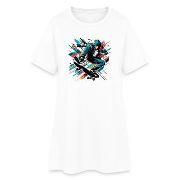Motif coloré vif d’un patineur - Robe T-shirt Femme - blanc - Devant