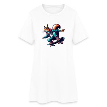 Cool squirrel on a skateboard - Women’s T-Shirt Dress - white - Front