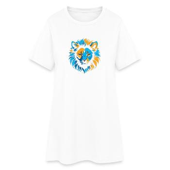 Farbenfroher Löwenkopf-Ikone - Frauen T-Shirt-Kleid - Weiß - Vorne