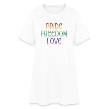 LGBT Pride Month - Peace. Freedom. Love. - Women’s T-Shirt Dress - white - Front