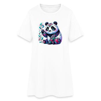 Panda - Frauen T-Shirt-Kleid - Weiß - Vorne
