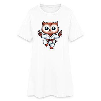 Eule Karate Japanisch Kampfkunst Kampfsport - Frauen T-Shirt-Kleid - Weiß - Vorne