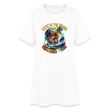 Catch the Wave Surf Retro - Frauen T-Shirt-Kleid - Weiß - Vorne