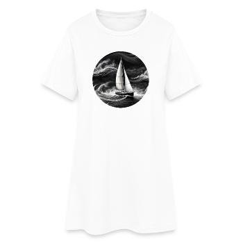 Monochromer Segler im Sturm - Frauen T-Shirt-Kleid - Weiß - Vorne