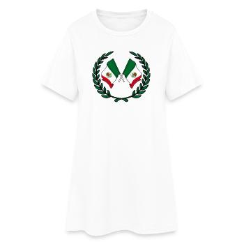 Drapeaux du Mexique en couronne de laurier - Robe T-shirt Femme - blanc - Devant