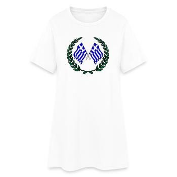Drapeaux de la Grèce en couronne de laurier - Robe T-shirt Femme - blanc - Devant