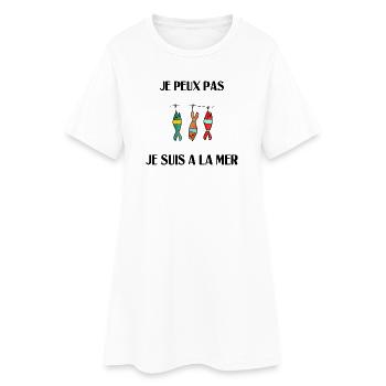 ICH KANN NICHT, ICH BIN AM MEER - Frauen T-Shirt-Kleid - Weiß - Vorne