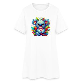 Koala - Frauen T-Shirt-Kleid - Weiß - Vorne