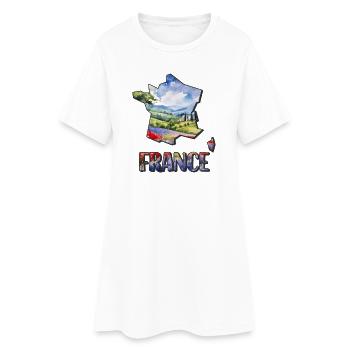 Carte de France à l’aquarelle - Robe T-shirt Femme - blanc - Devant