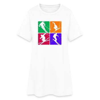 Sports d’hiver Ski Saut à ski Skieurs - Robe T-shirt Femme - blanc - Devant