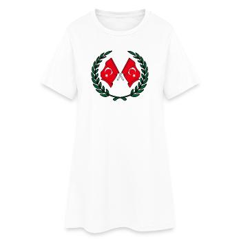 Drapeaux de la Turquie en couronne de laurier - Robe T-shirt Femme - blanc - Devant